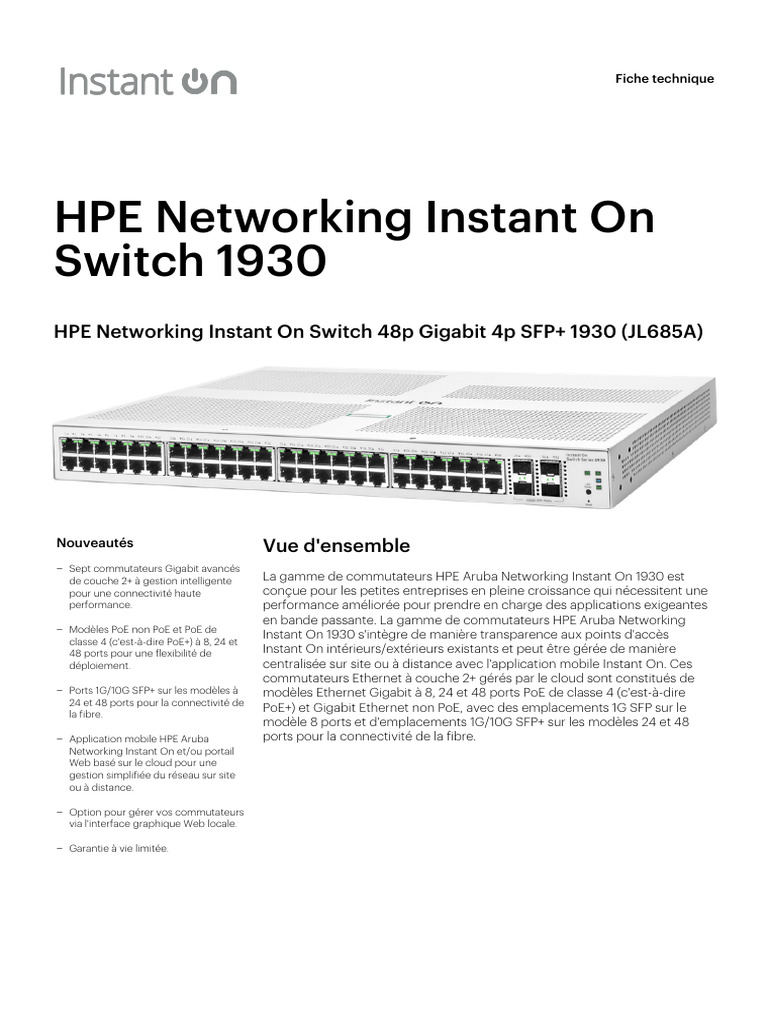 Commutateurs HPE Instant On 1930 pour PME | PDF | Cloud computing ...