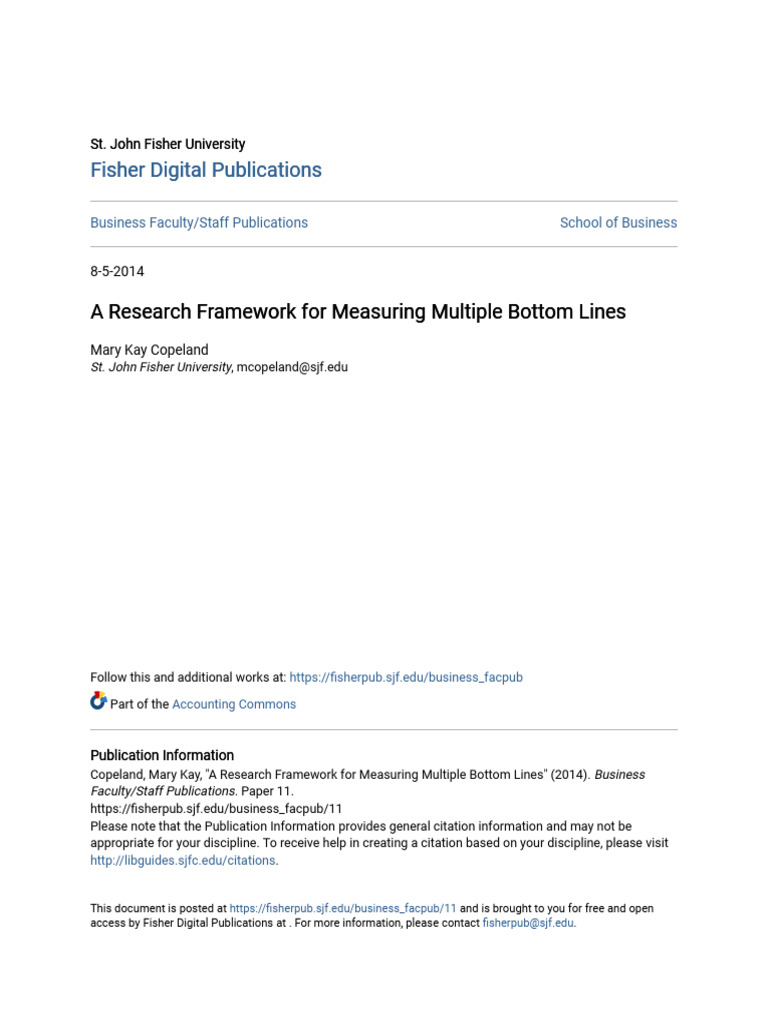 Measuring Multiple Bottom Lines Framework | PDF | Corporate Social ...