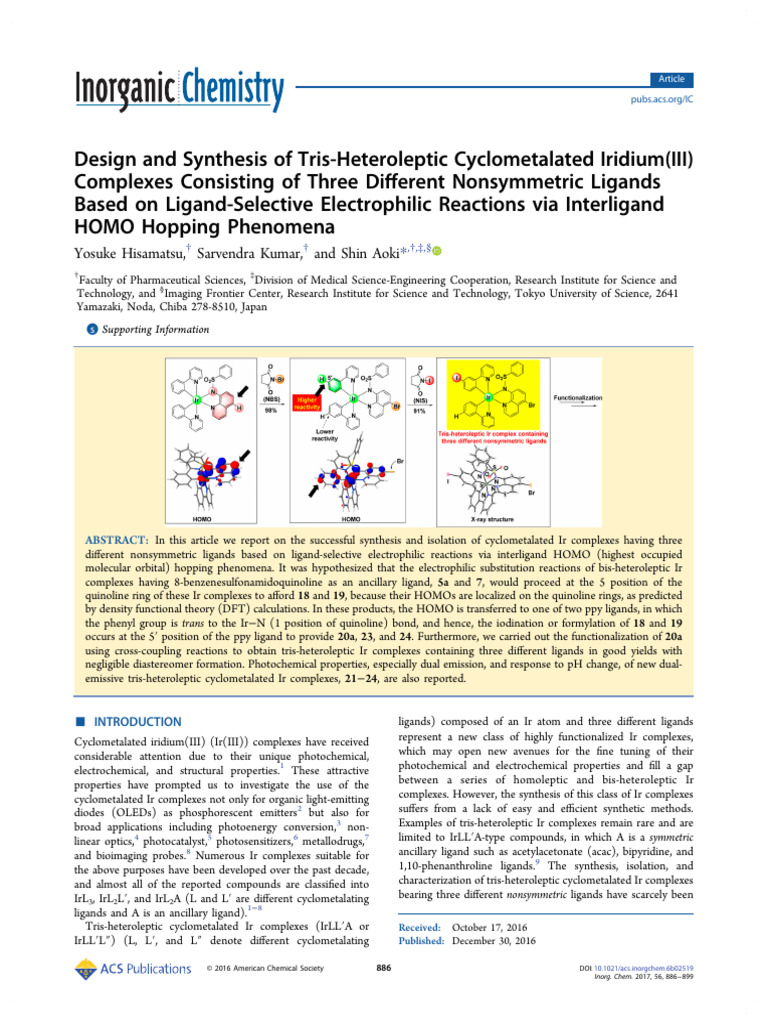 Design and Synthesis of Tris Heteroleptic Cyclometalated Iridium%28iii ...