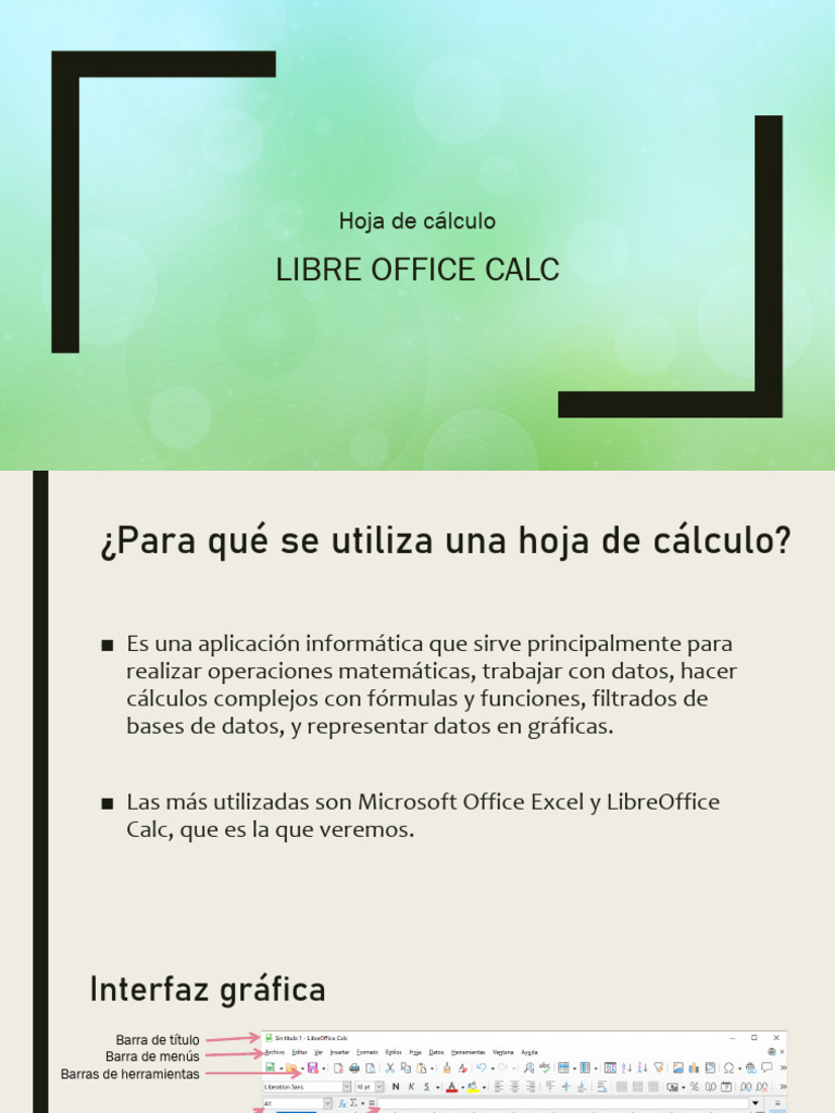 Guía básica de LibreOffice Calc | PDF | Hoja de cálculo | Software
