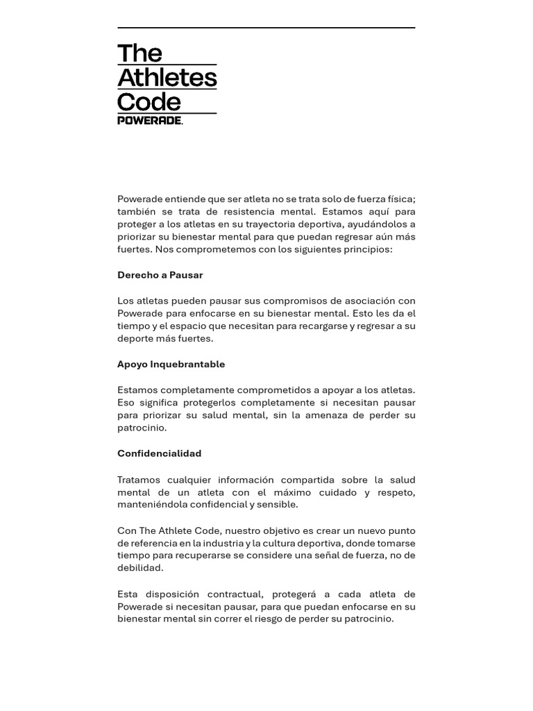 Powerade the Athletes Code the Code Es | PDF