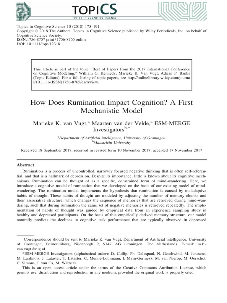 How Does Rumination Impact Cognition? A First Mechanistic Model | PDF ...