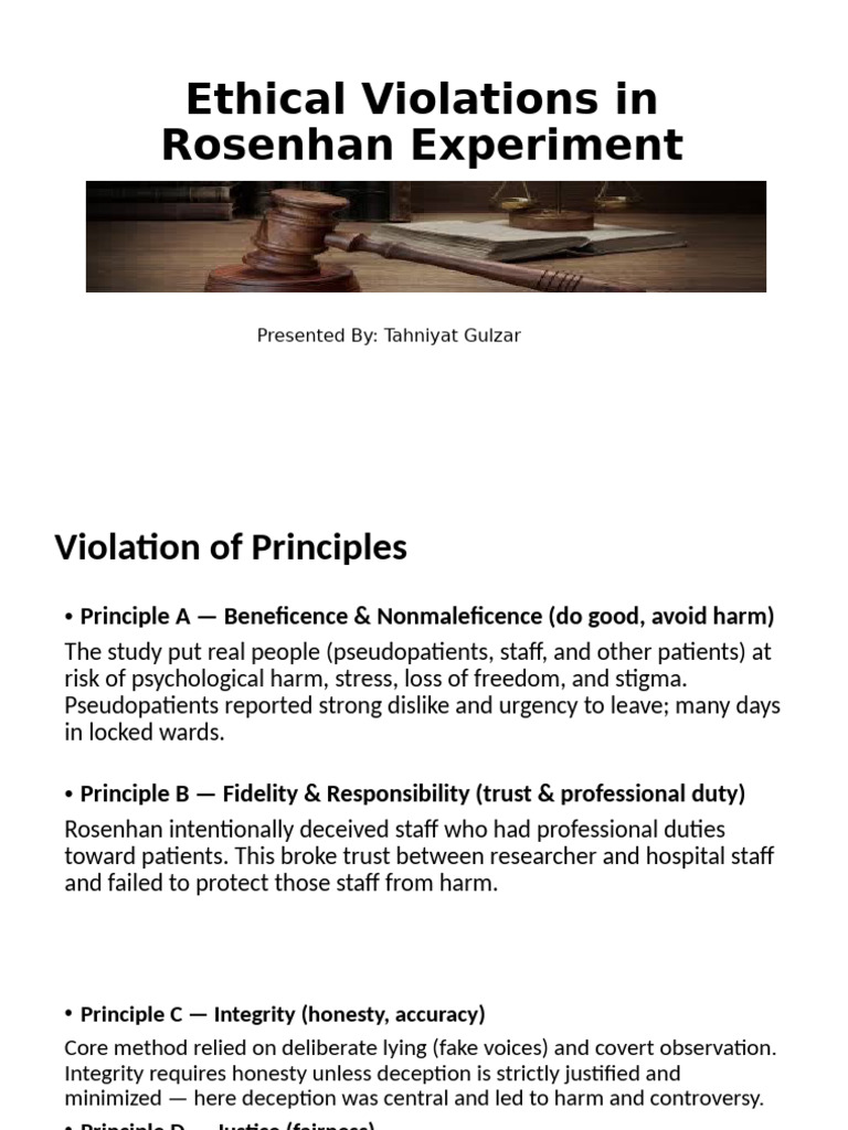 Ethical Violations in Rosenhan Study | PDF | Informed Consent | Psychology