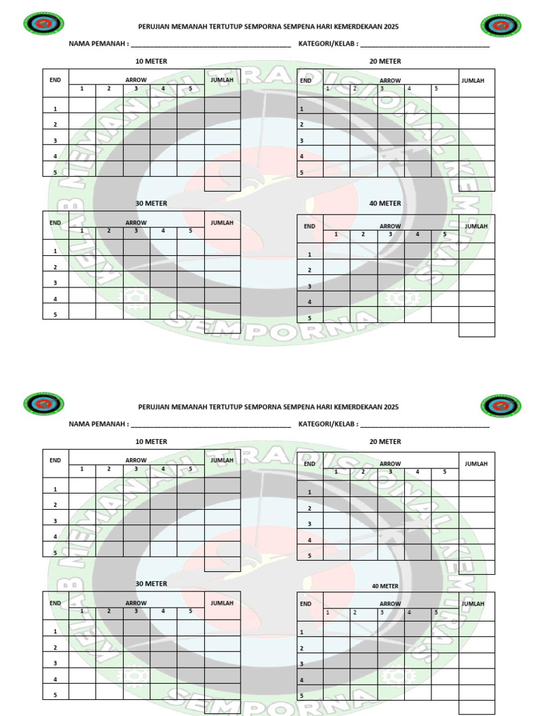 SCORESHEET MINI GAME MERDEKA FINAL | PDF