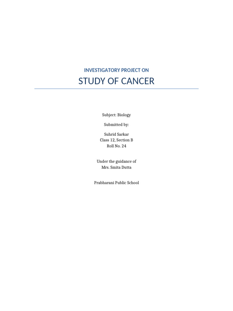 Study of Cancer: Biology Project | PDF