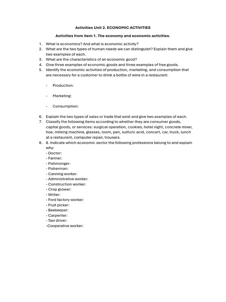 Understanding Economic Activities and Production | PDF | Capital ...