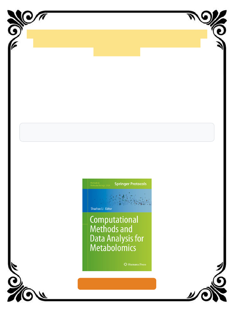 Computational Methods and Data Analysis for Metabolomics Shuzhao Li ...