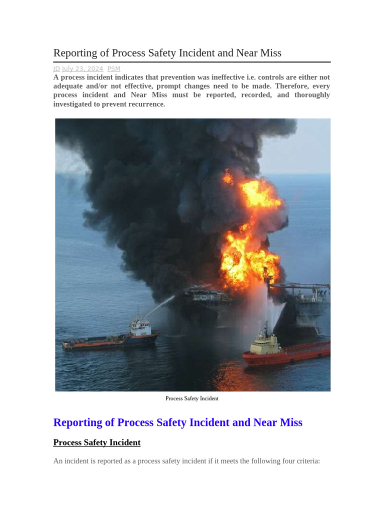 Process Safety Incident Reporting Guide | PDF | Valve | Mechanical ...