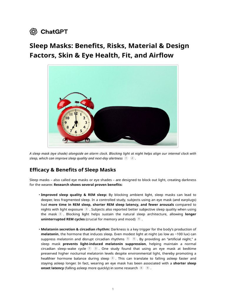 Sleep Masks - Benefits, Risks, Material & Design Factors, Skin & Eye ...