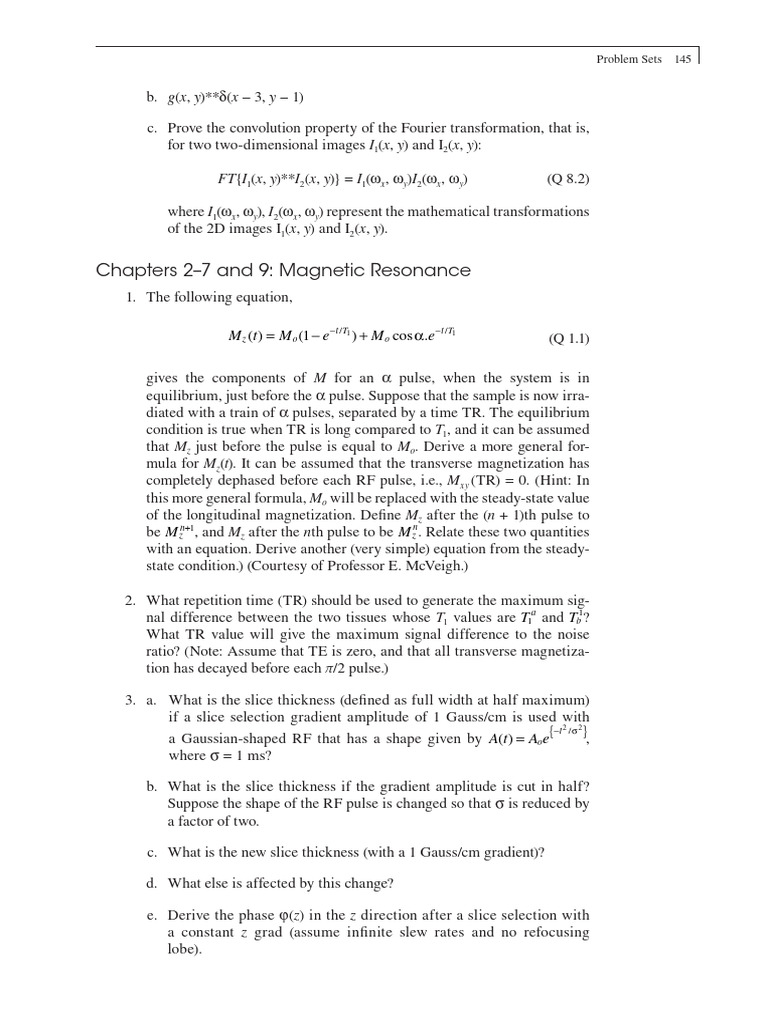 Fourier Transform and MRI Problem Sets | PDF | Spectral Density ...