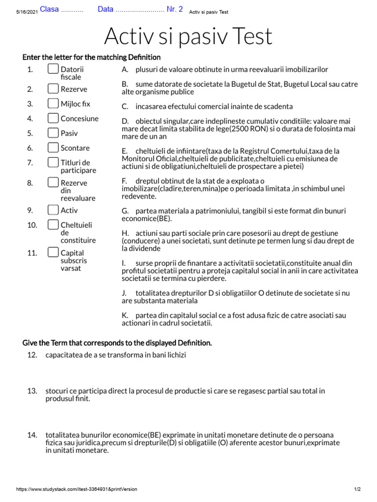9.activ Si Pasiv Test-Nr.2 | PDF