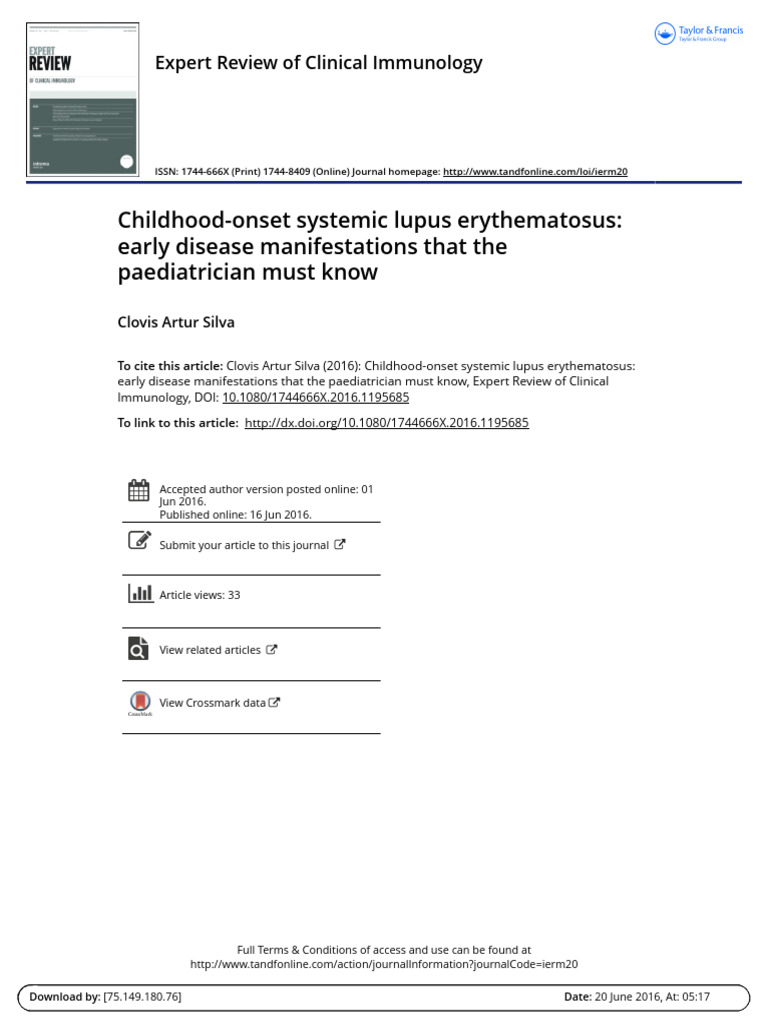 Early Signs of Childhood Lupus Erythematosus | PDF | Medical ...