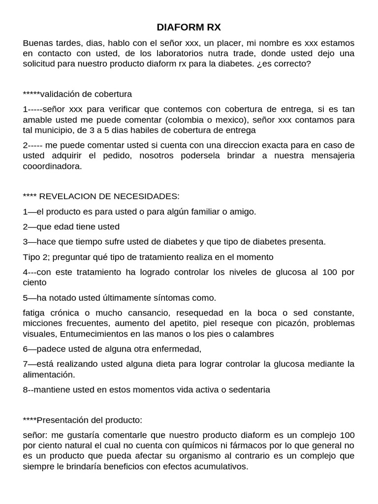 Diaform RX: Solución Natural para Diabetes | PDF | Diabetes | Sangre