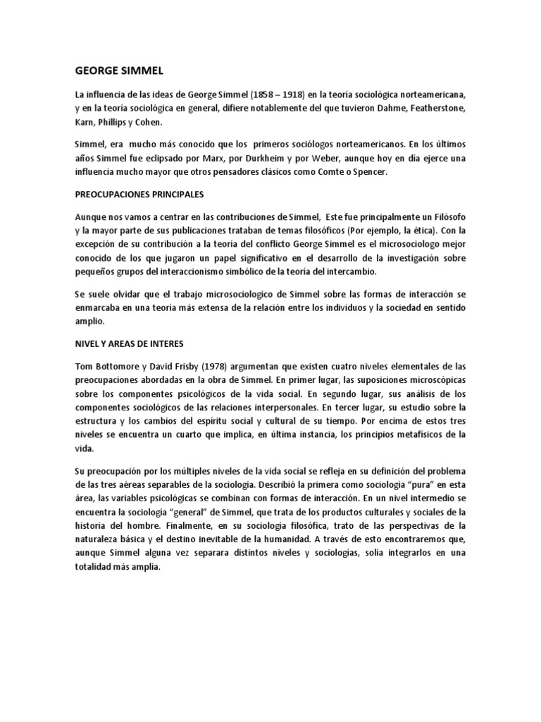 George Simmel | PDF | Sociología | Sociedad