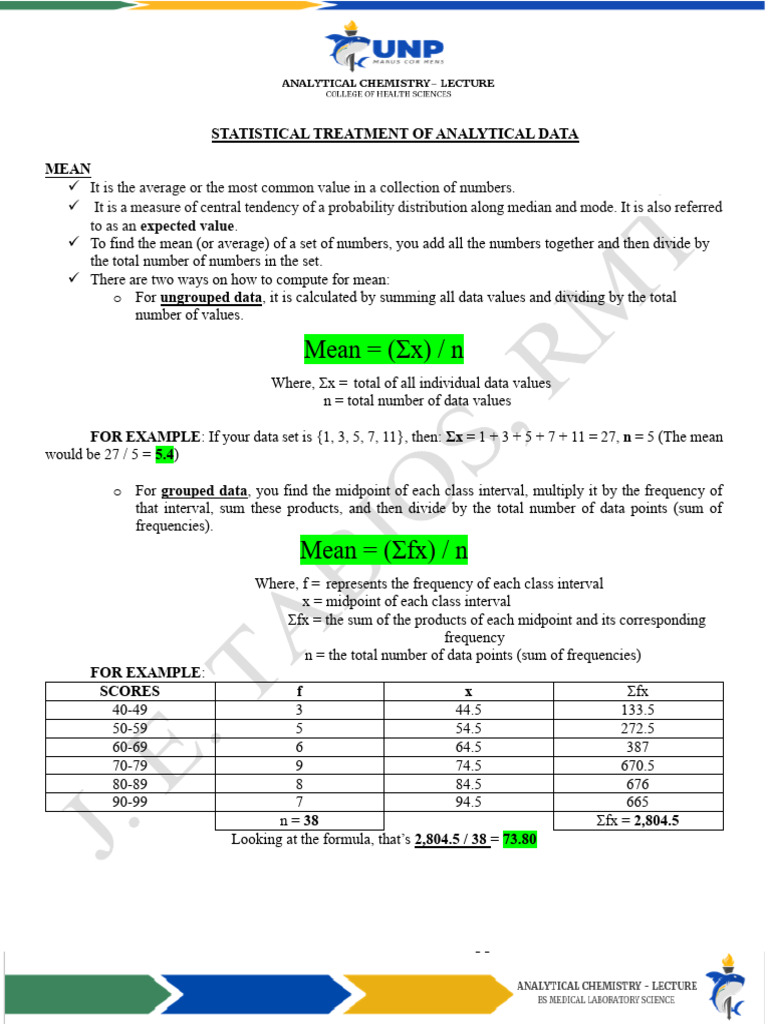 Statistical Analysis: Mean, Median, Variance | PDF | Median | Standard ...