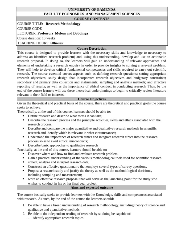 Research Methodology Course Overview | PDF | Analysis Of Variance | Chi ...
