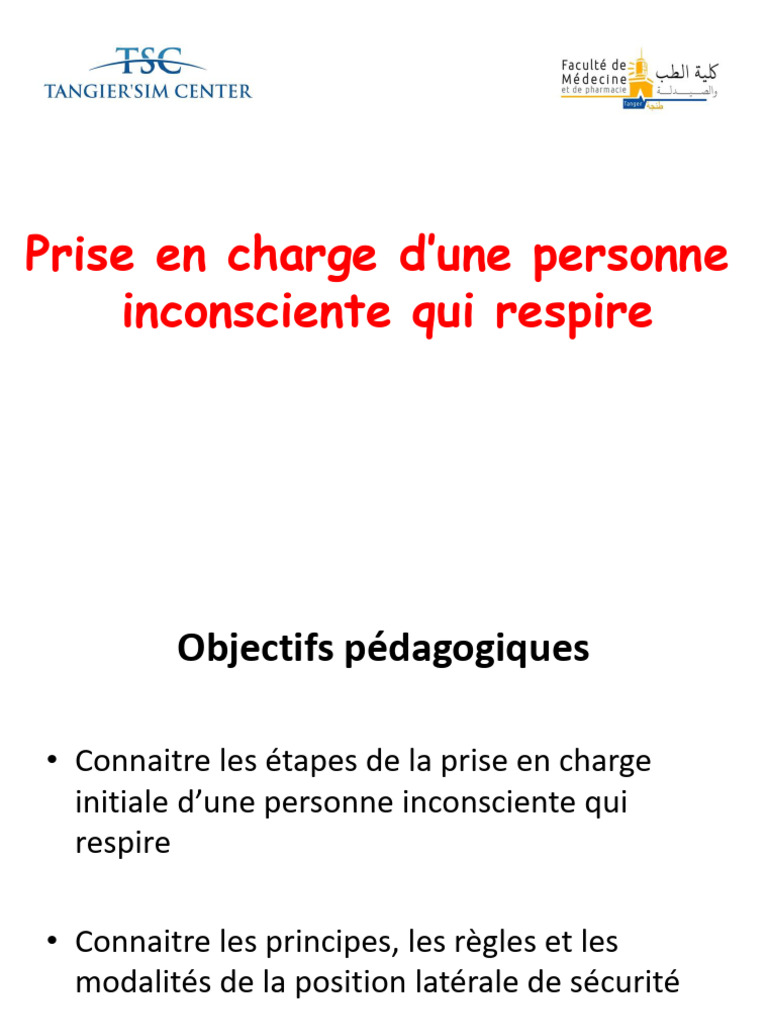 Prise en charge d'une personne inconsciente | PDF | Spécialités ...