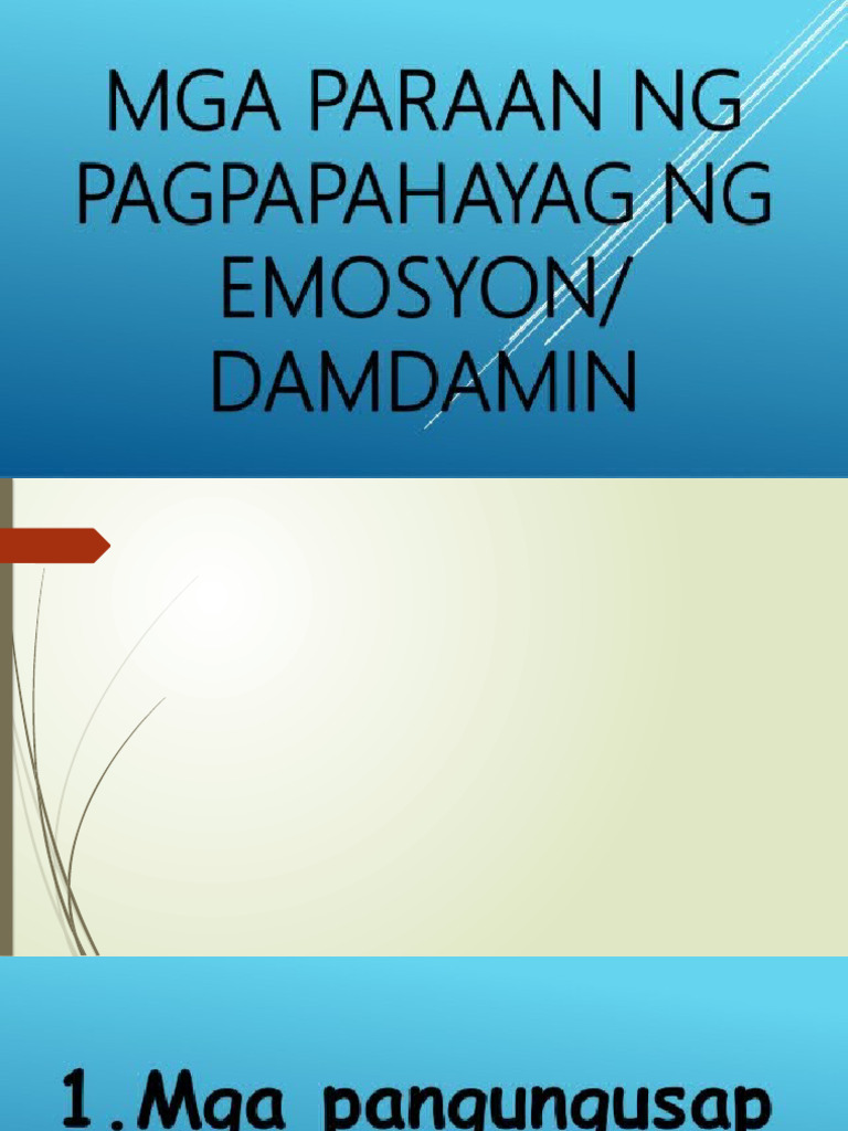 Grade 9 Pagpapahayag Ng Emosyon o Damdamin | PDF