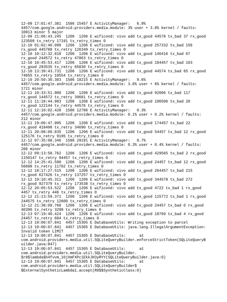 Android Media Provider Error Logs | PDF | Computing Platforms | Arm ...