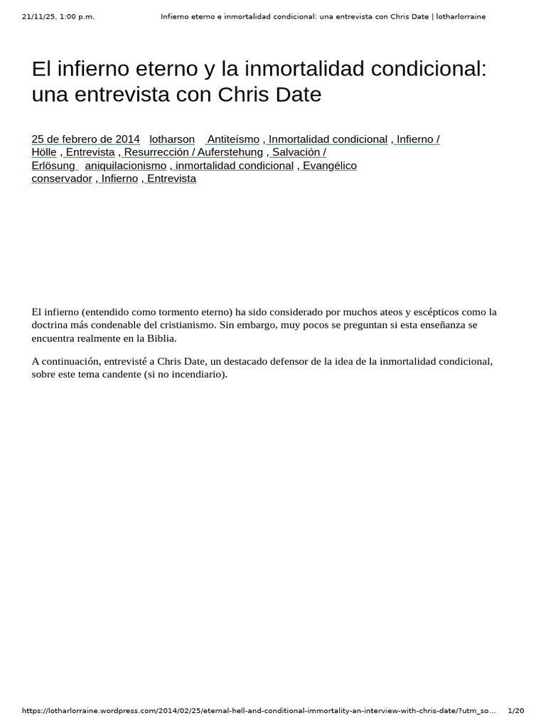 Infierno eterno vs. inmortalidad condicional | PDF | Infierno | Jesús