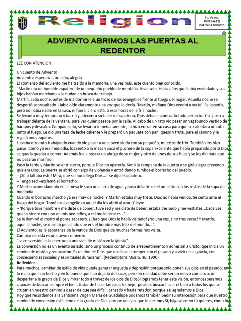 Cuento de Adviento: Esperanza y Conversión | PDF | Adviento | Adoración ...