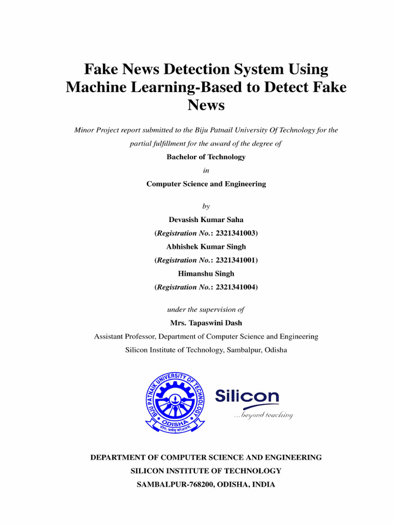 Fake News Detection System Using Machine Learning | PDF