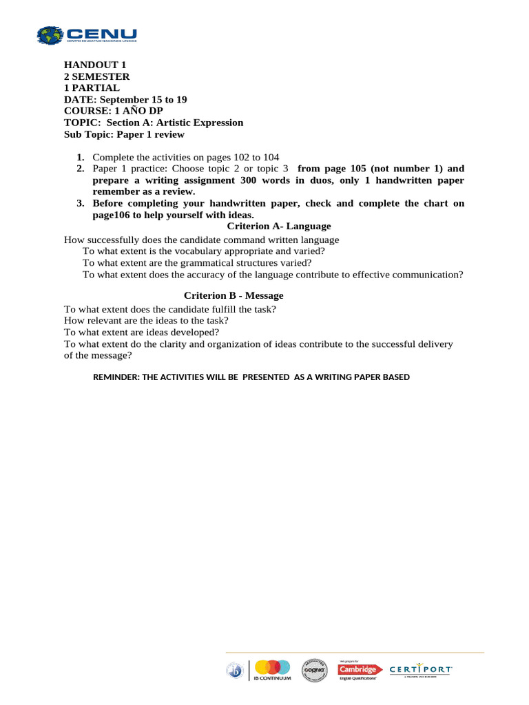 Handout 1 1P 2Q 1DP Sept 15 To 19 | PDF
