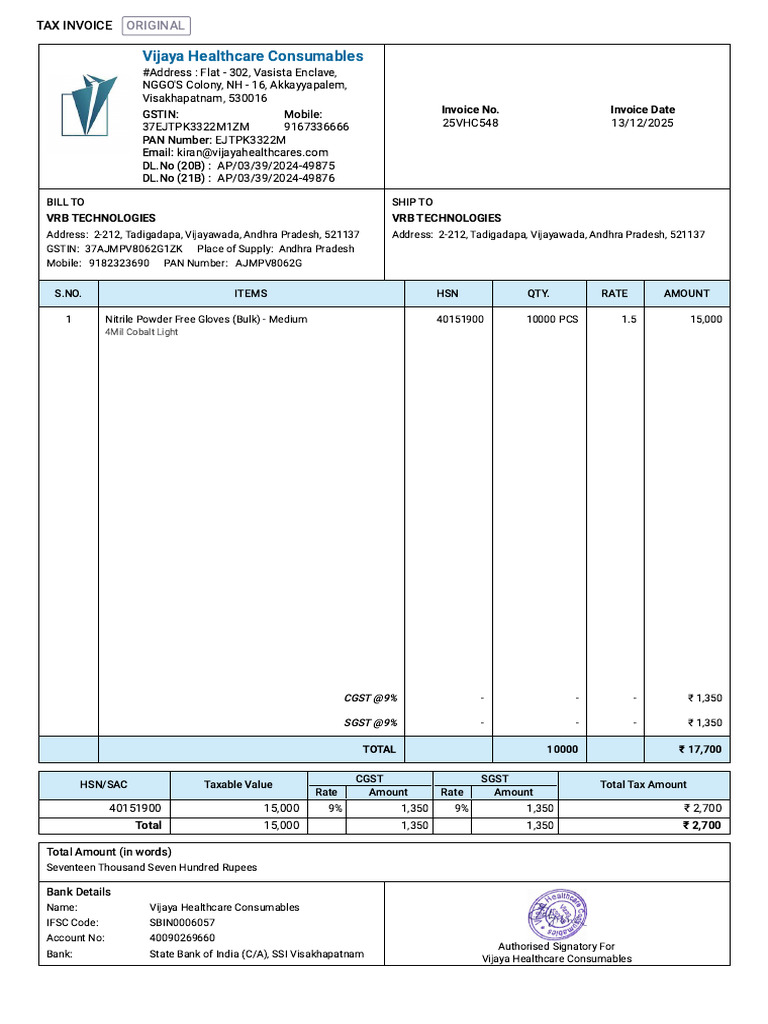 VRB Technologies Sales Invoice 25VHC548 | PDF | Public Finance ...