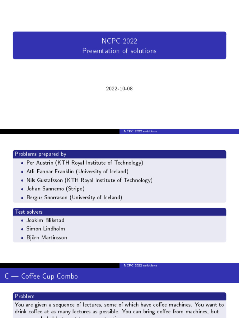 ncpc22slides | PDF | Theoretical Computer Science | Discrete Mathematics