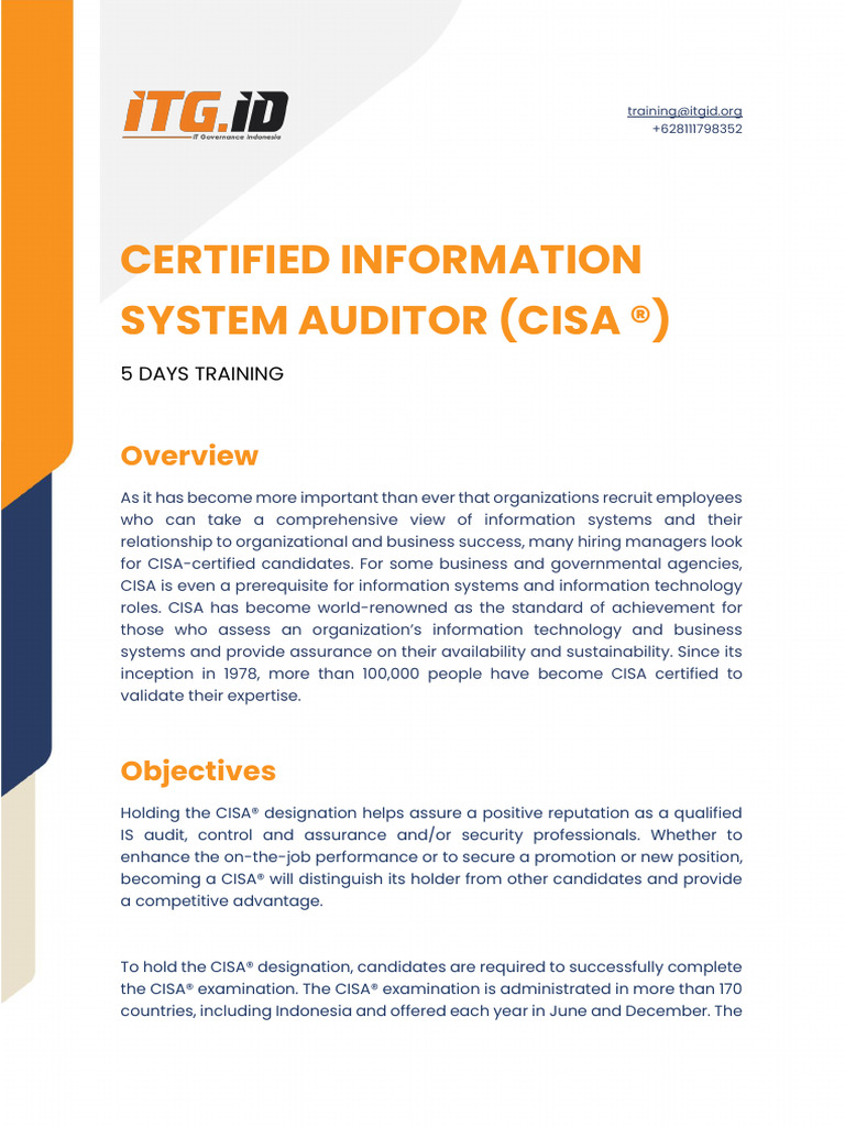 CISA Certification Training Overview | PDF | Audit | Indonesian Language