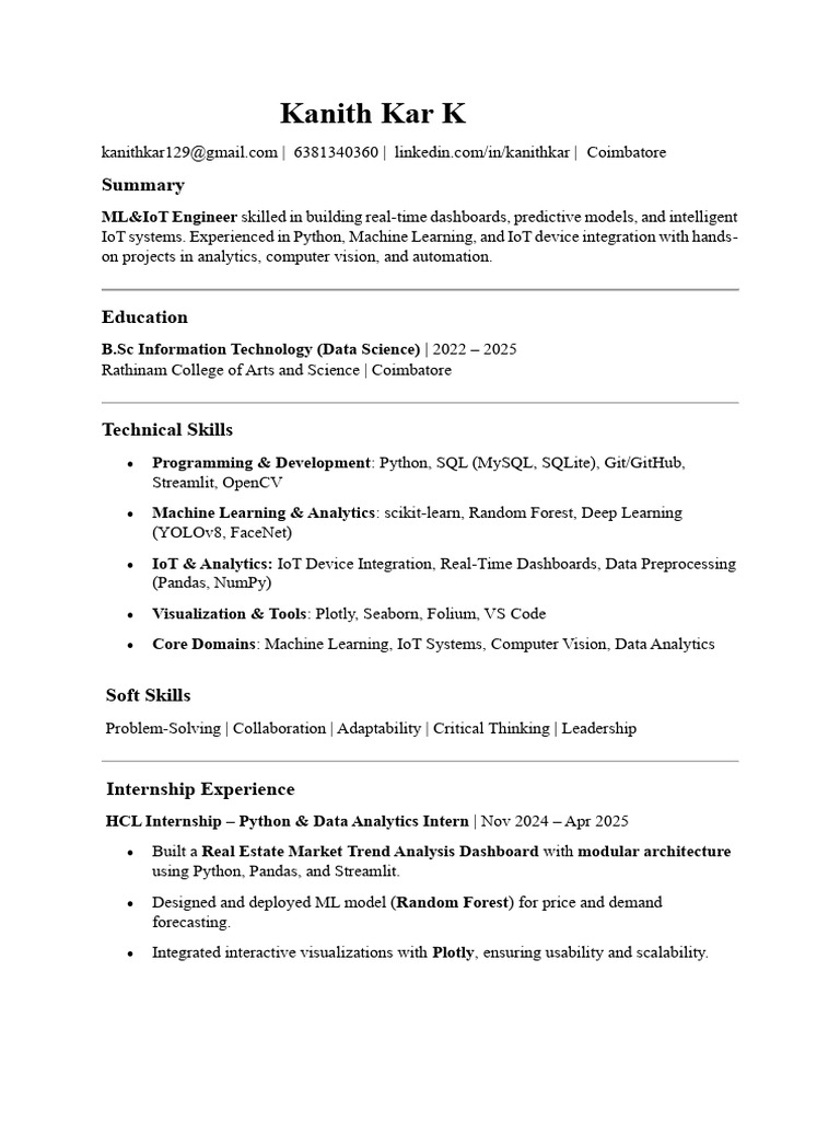 K.kanith Kar129N | PDF | Internet Of Things | Analytics