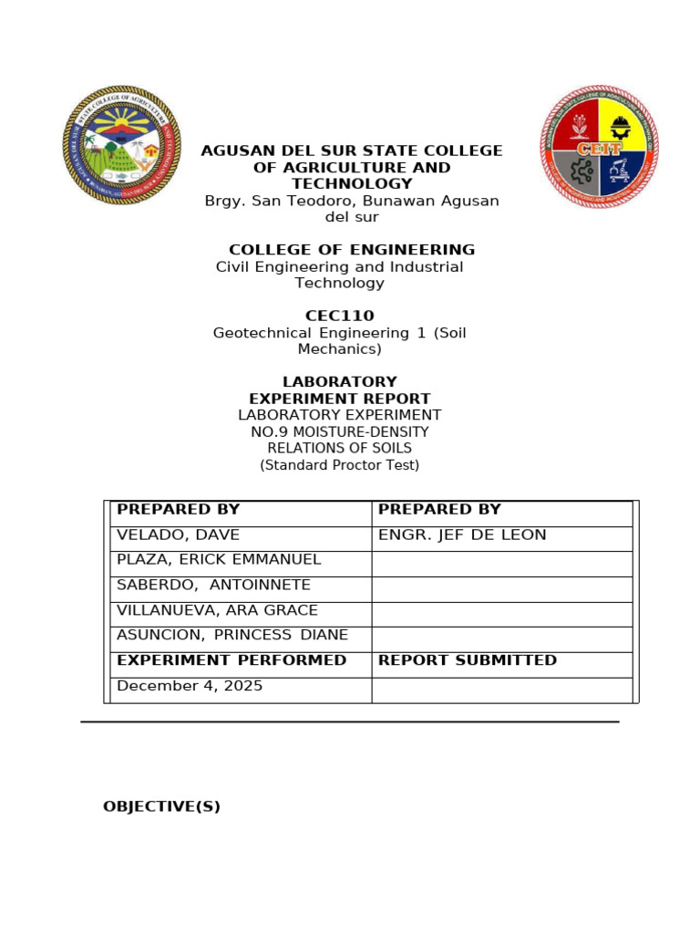 STANDARD PROCTOR TEST ( COMPRESSIBILITY ) (1) | PDF | Soil | Soil Science