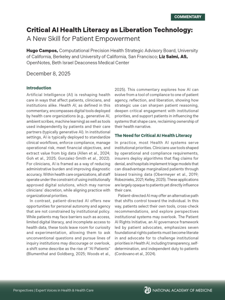 Empowering Patients with AI Literacy | PDF | Artificial Intelligence ...