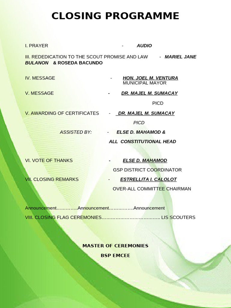Opening Program GSP | PDF