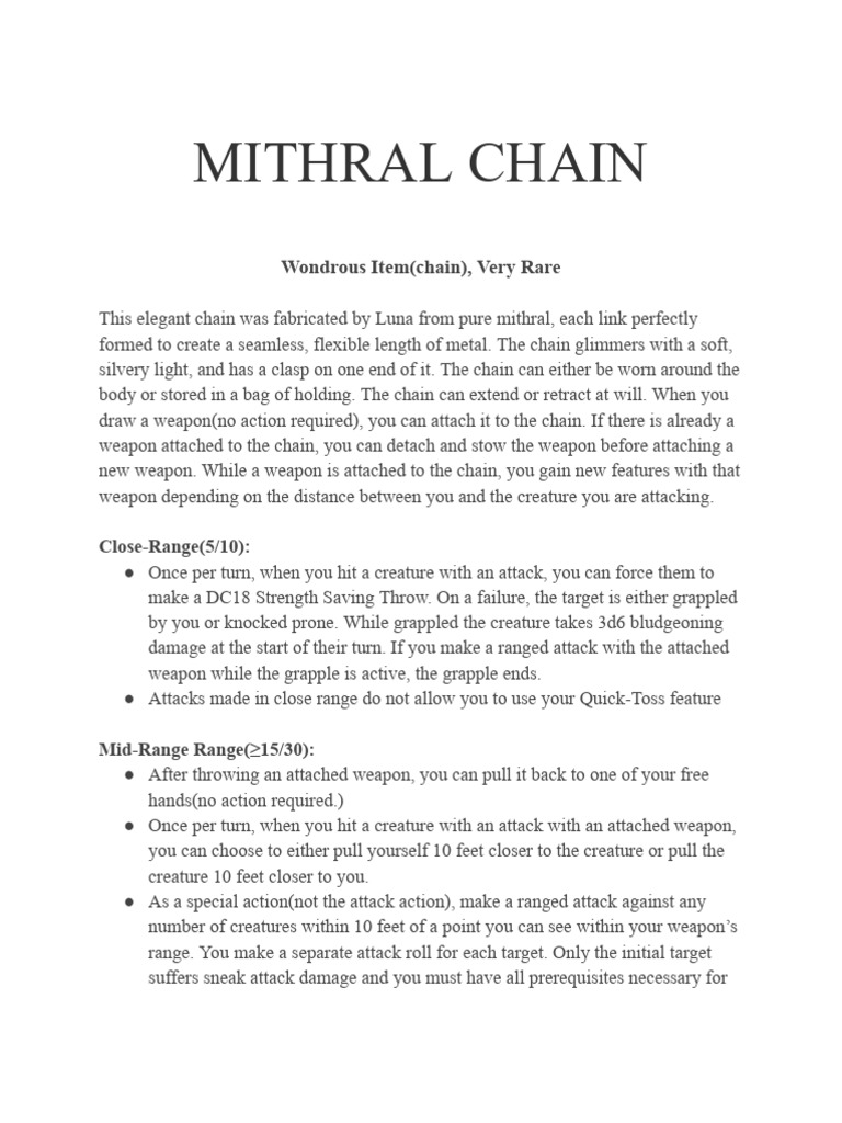 Mithral Chain - Google Docs | PDF