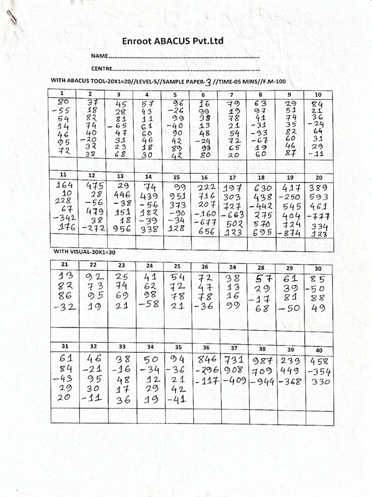 Level - 5 Sample Paper-03 | PDF