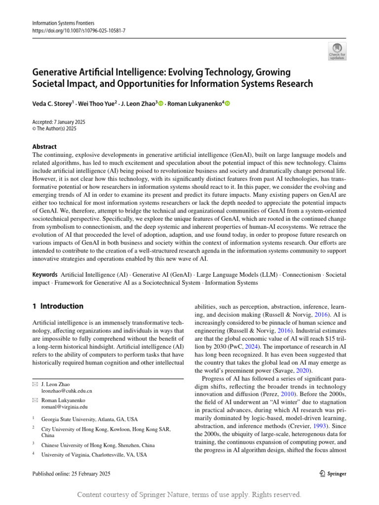 Generative AI: Impact on Information Systems | PDF | Artificial ...
