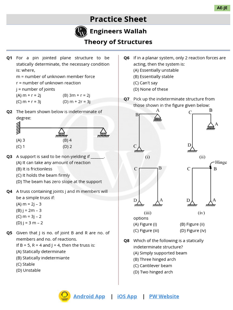 Structural Analysis Practice Questions | PDF | Bending | Truss