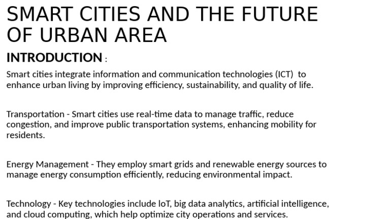 Smart Cities and The Future of Urban Area | PDF