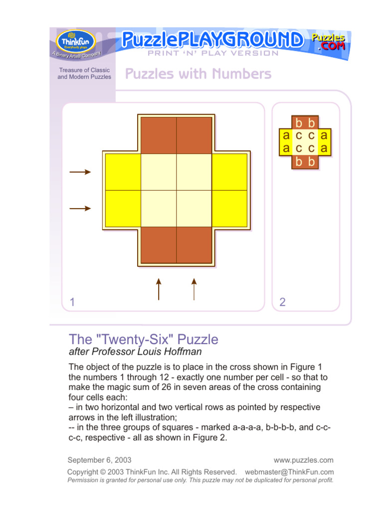 Twenty-Six Number Puzzle Challenge | PDF