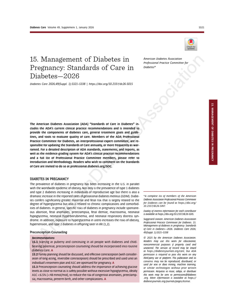 Diabetes Management in Pregnancy 2026 | PDF | Diabetes | Gestational ...