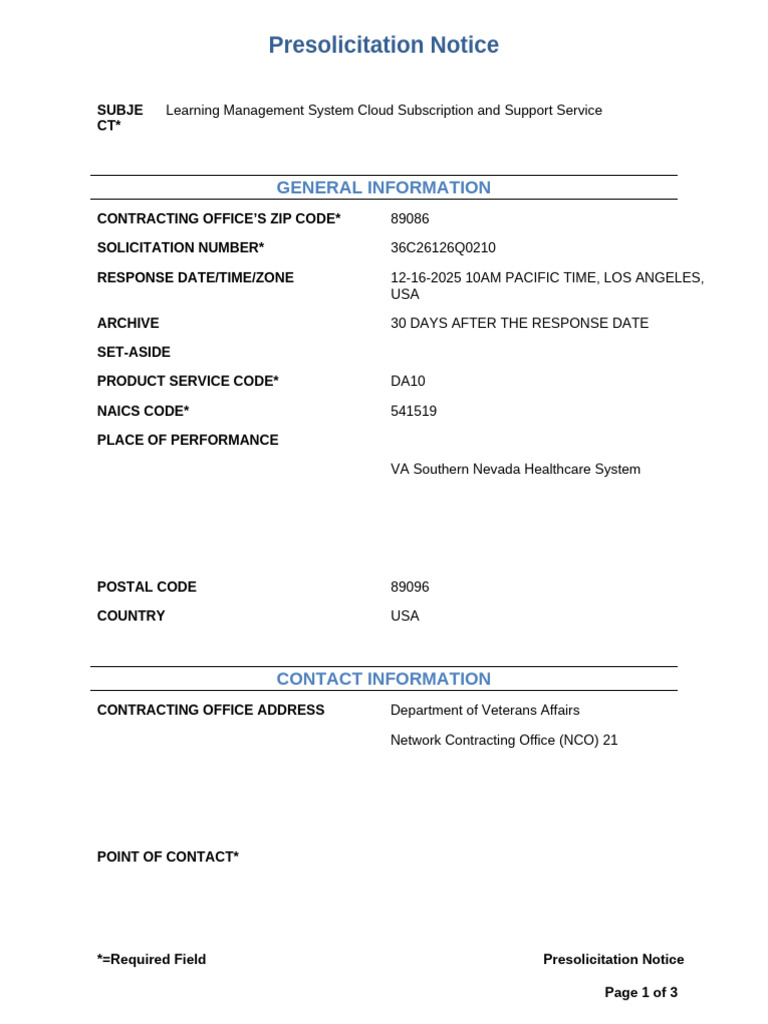 36C26126Q0210+Presolicitation+Notice | PDF