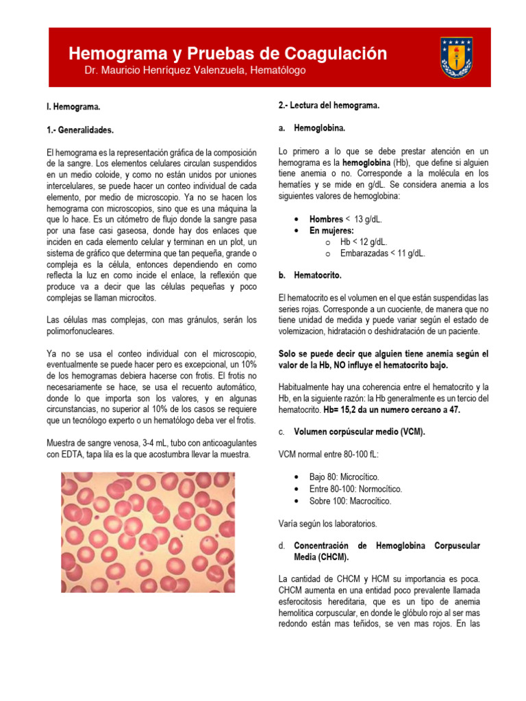 Hemograma y Pruebas de Coagulacion | PDF | Sangre | Hematología
