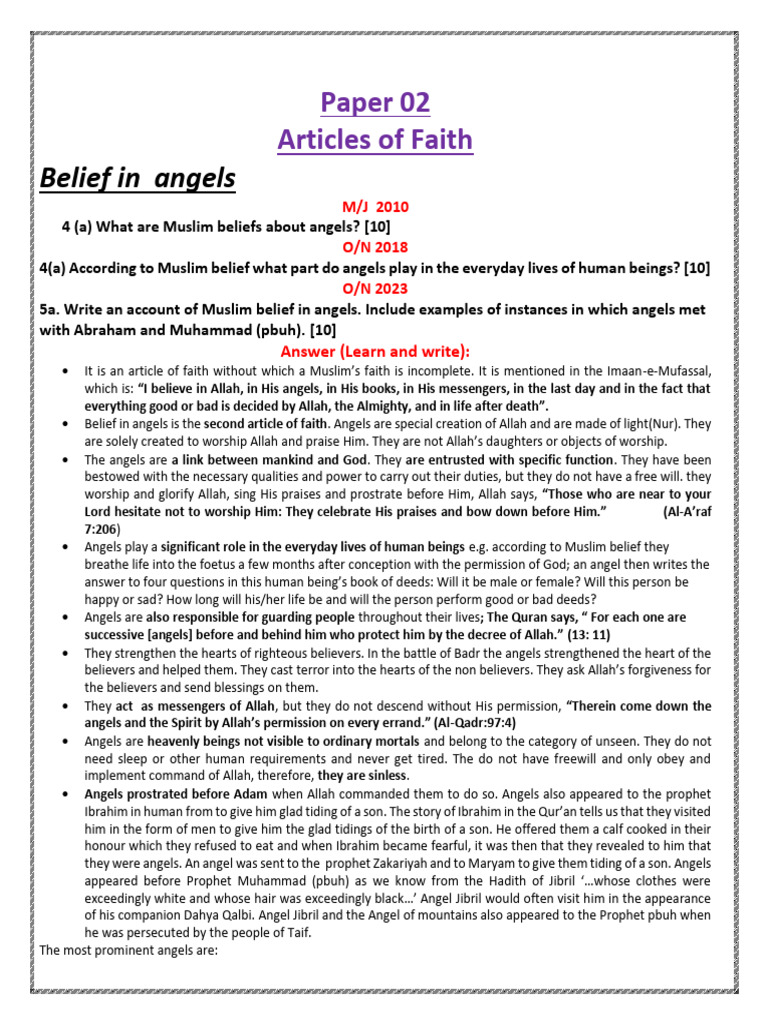Day 02 Articles of Faith 2025-1 | PDF | Prophets And Messengers In ...