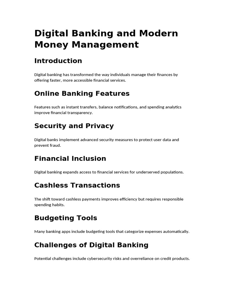 Digital Banking: Tools for Money Management | PDF | Banks | Computer ...