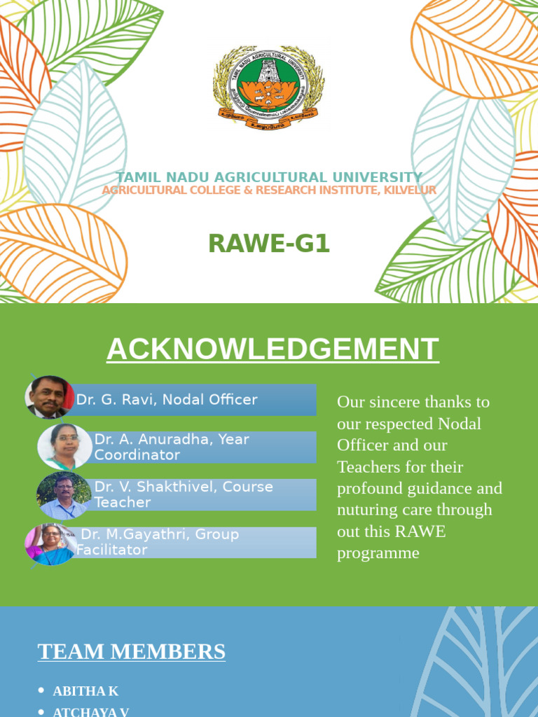 Tamil Nadu Agricultural University RAWE Program Overview | PDF ...