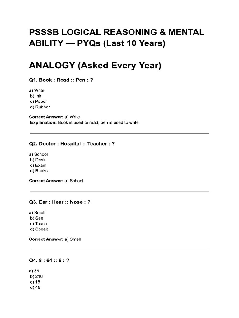 Pyq Logical Reasoning | PDF