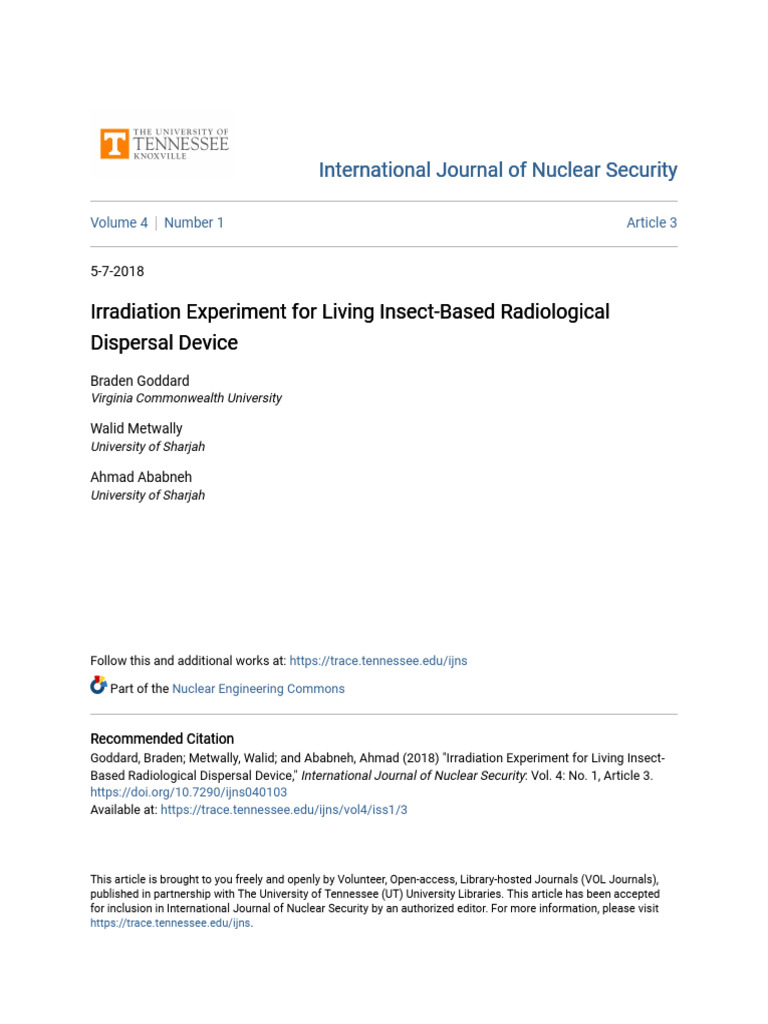 Insect-Based Radiological Dispersal Study | PDF | Ionizing Radiation ...