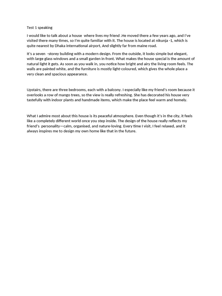 Test 1 Speaking | PDF
