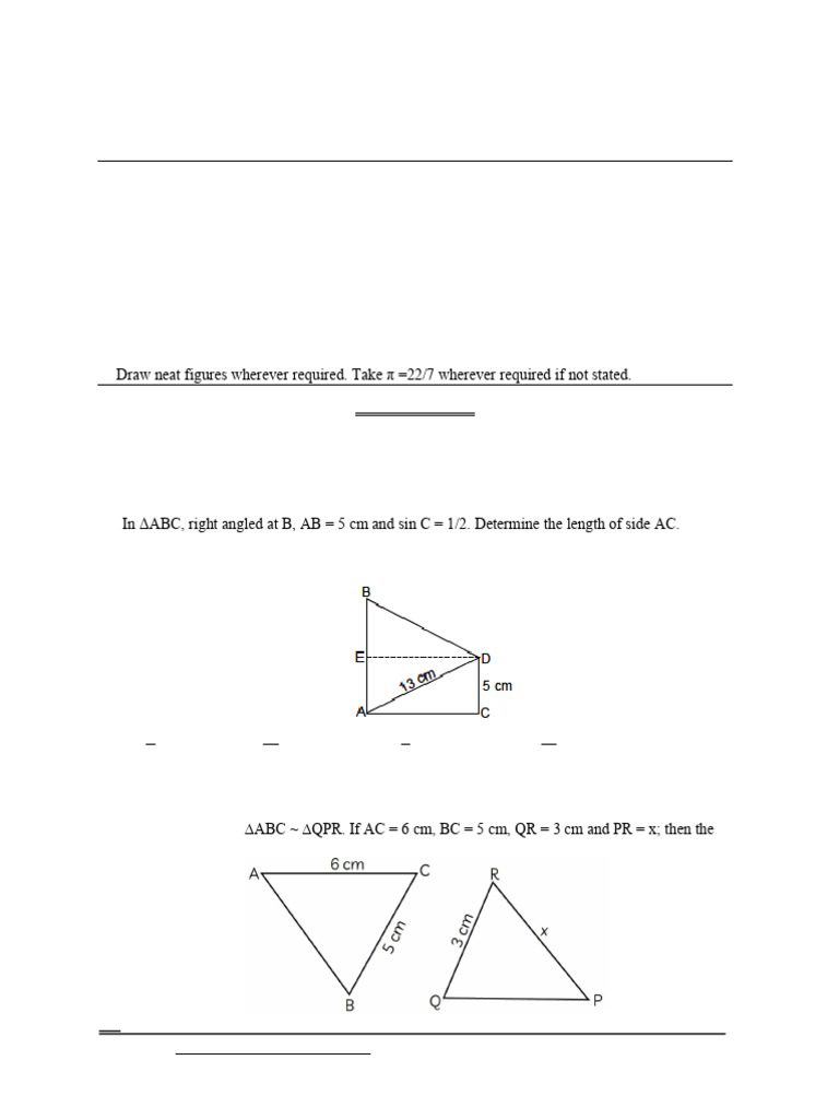Class X Mathematics Sample Paper 2026 | PDF | Circle | Geometric Shapes
